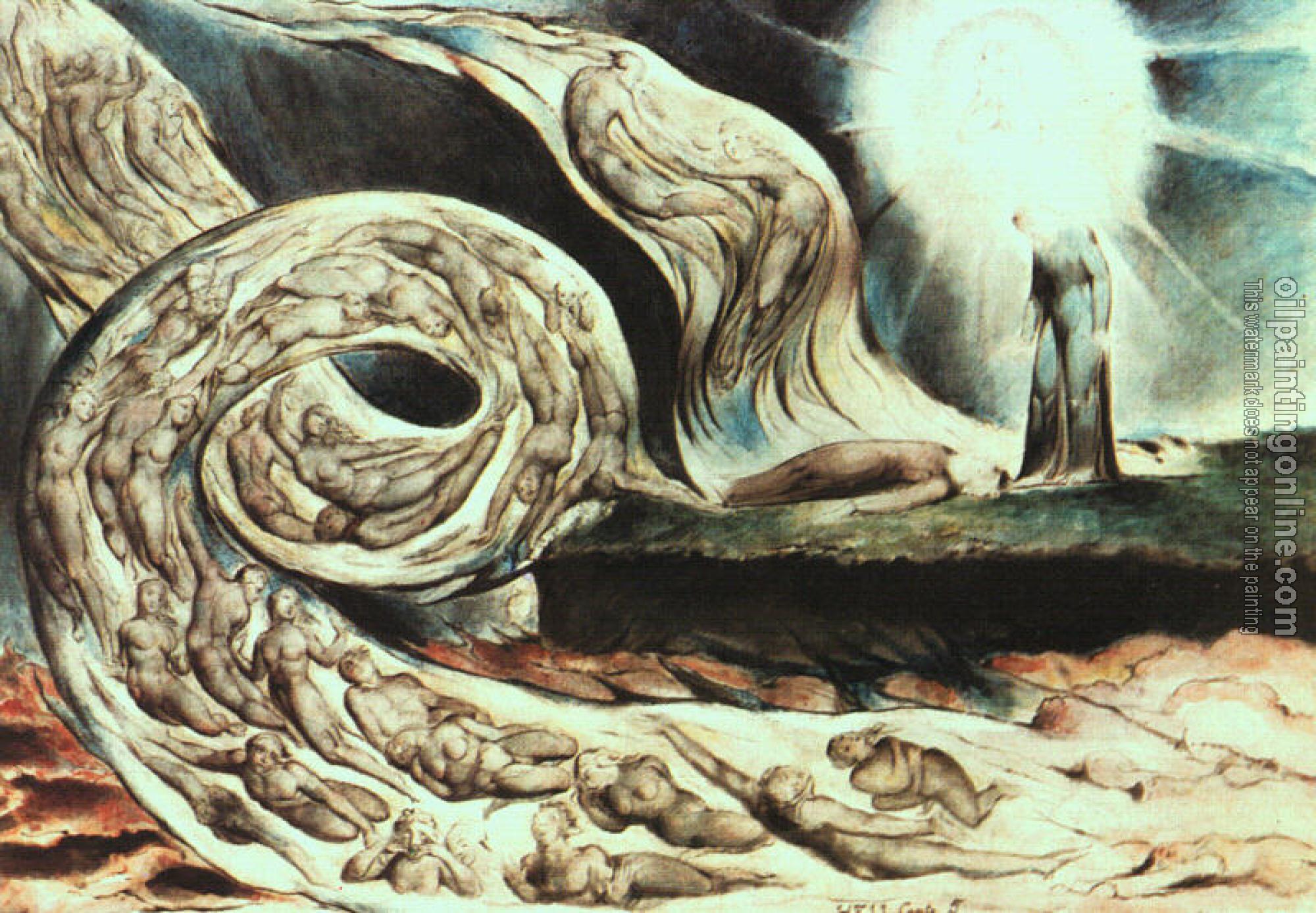 Blake, William - Whirlwind of Lovers (Illustration to Dante's Inferno)